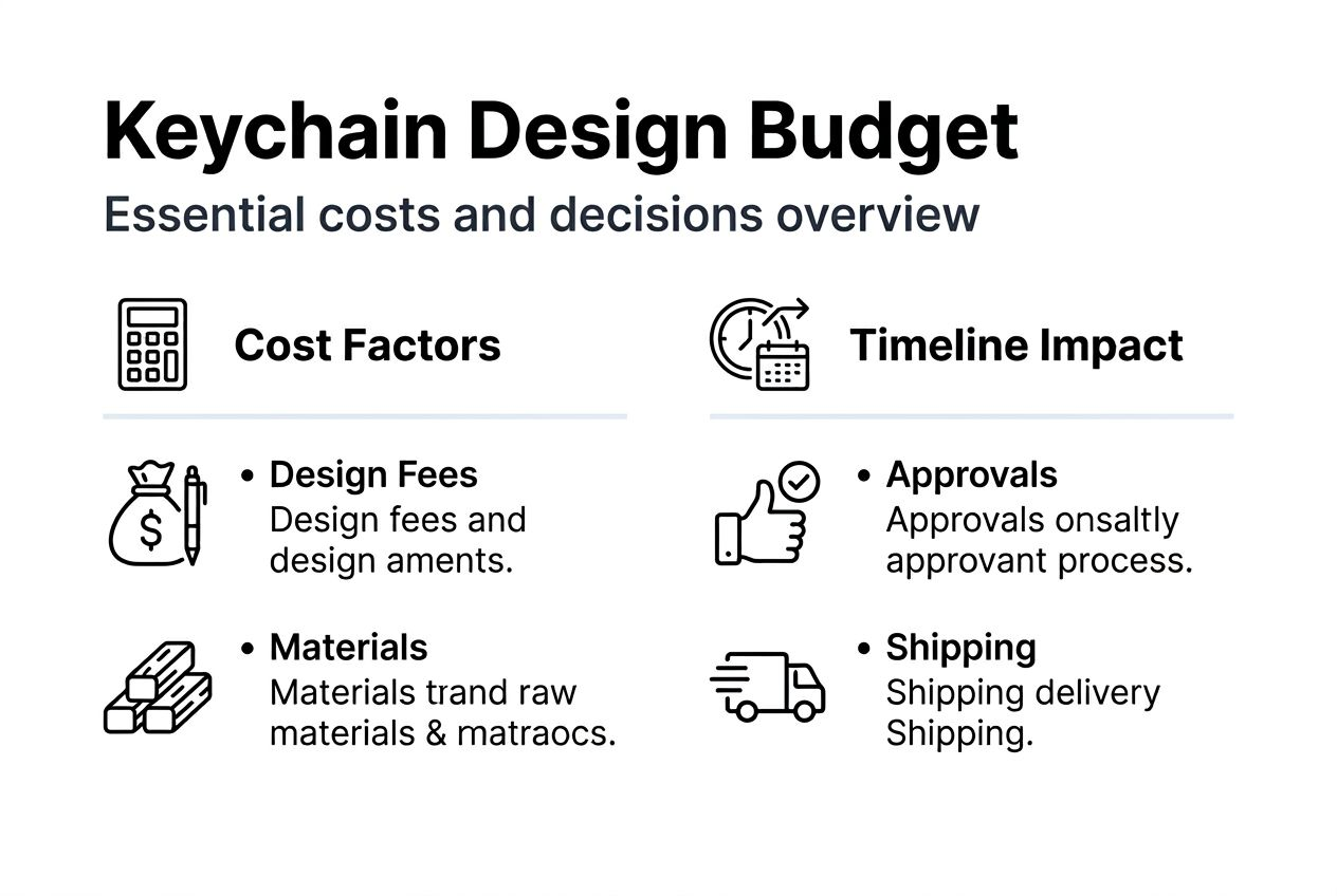 Infographic outlining keychain budget and timeline