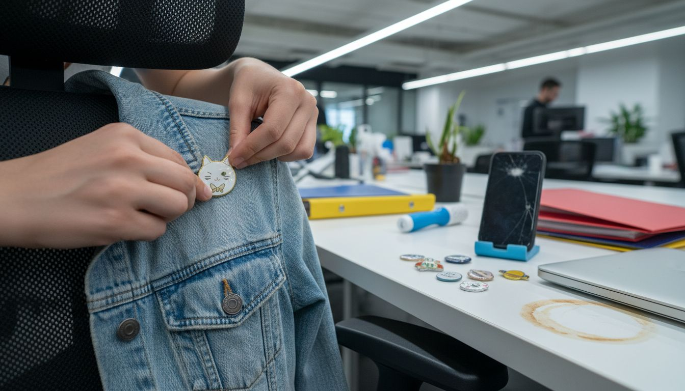 Attaching enamel pin to denim jacket