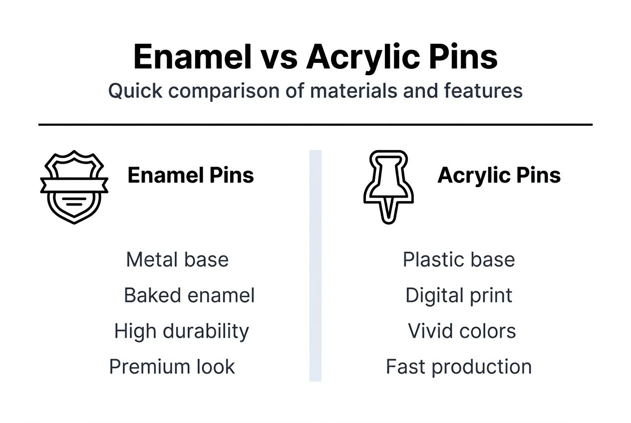 Infographic comparing enamel and acrylic pins