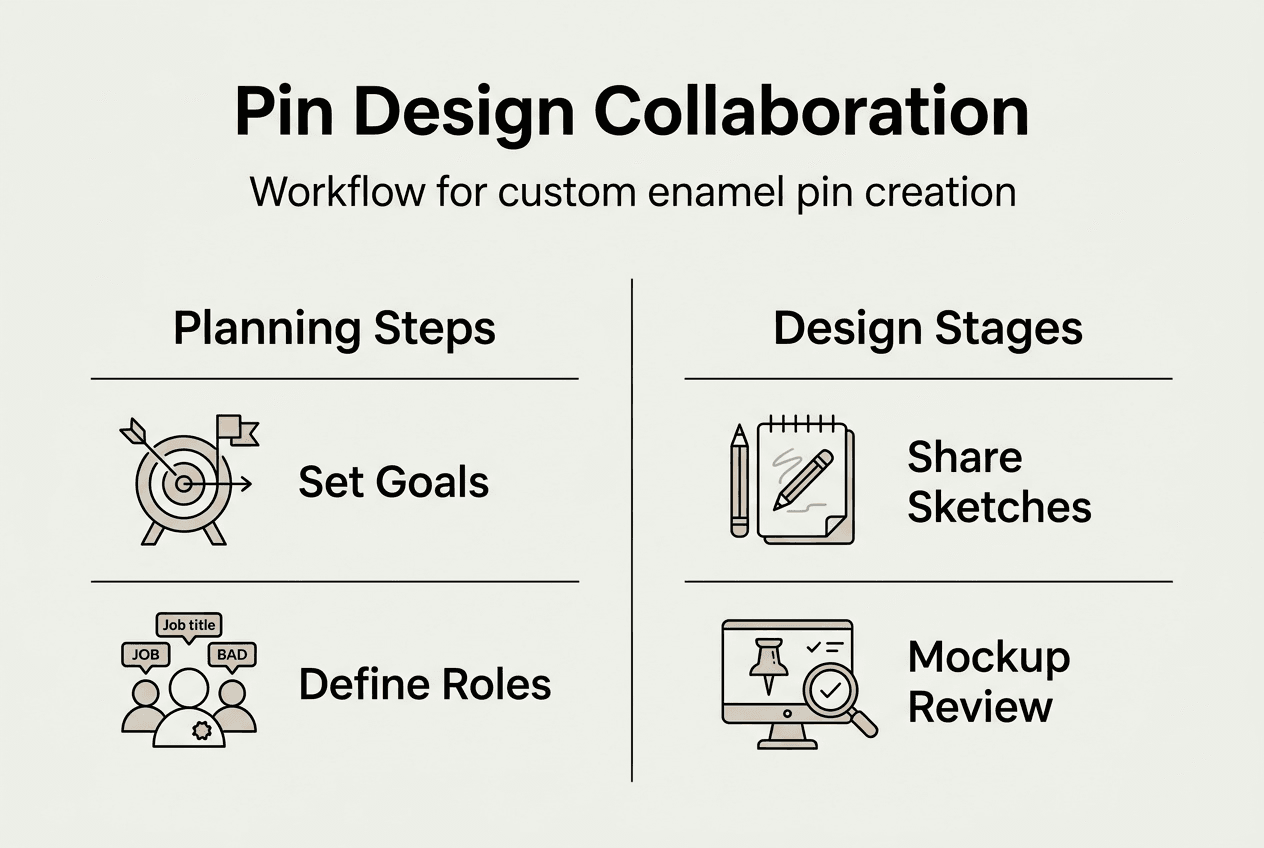 Infographic outlining enamel pin design steps