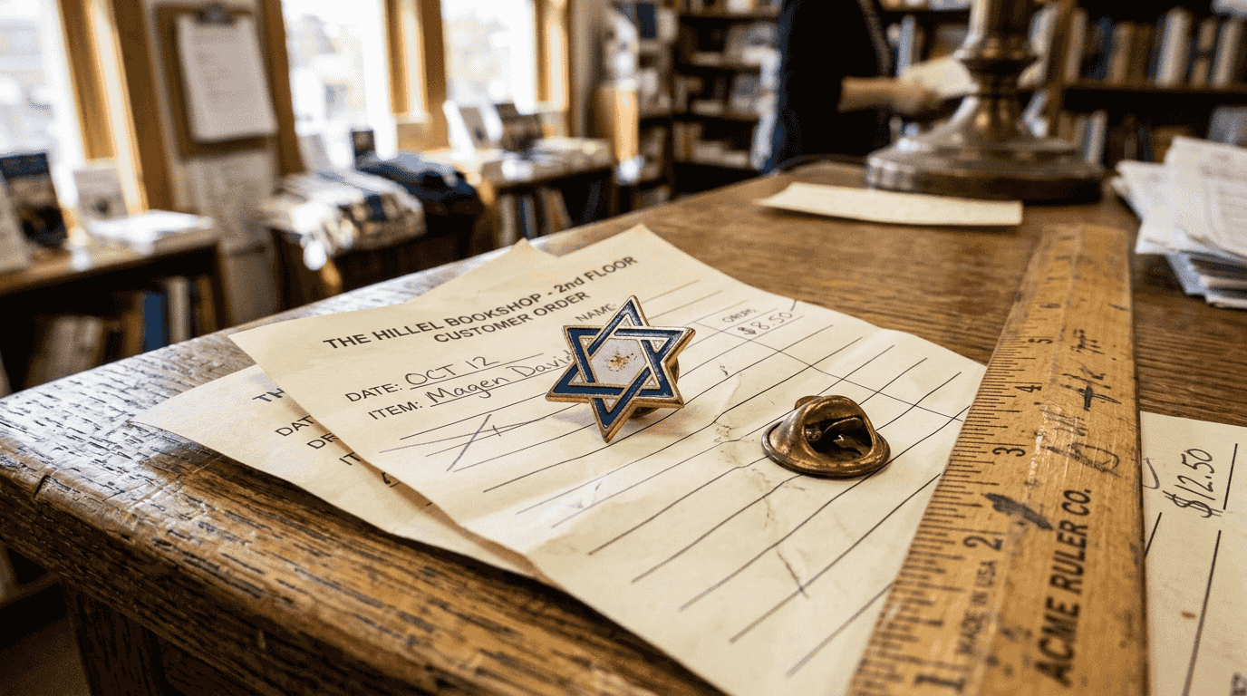 Star of David pin with order forms