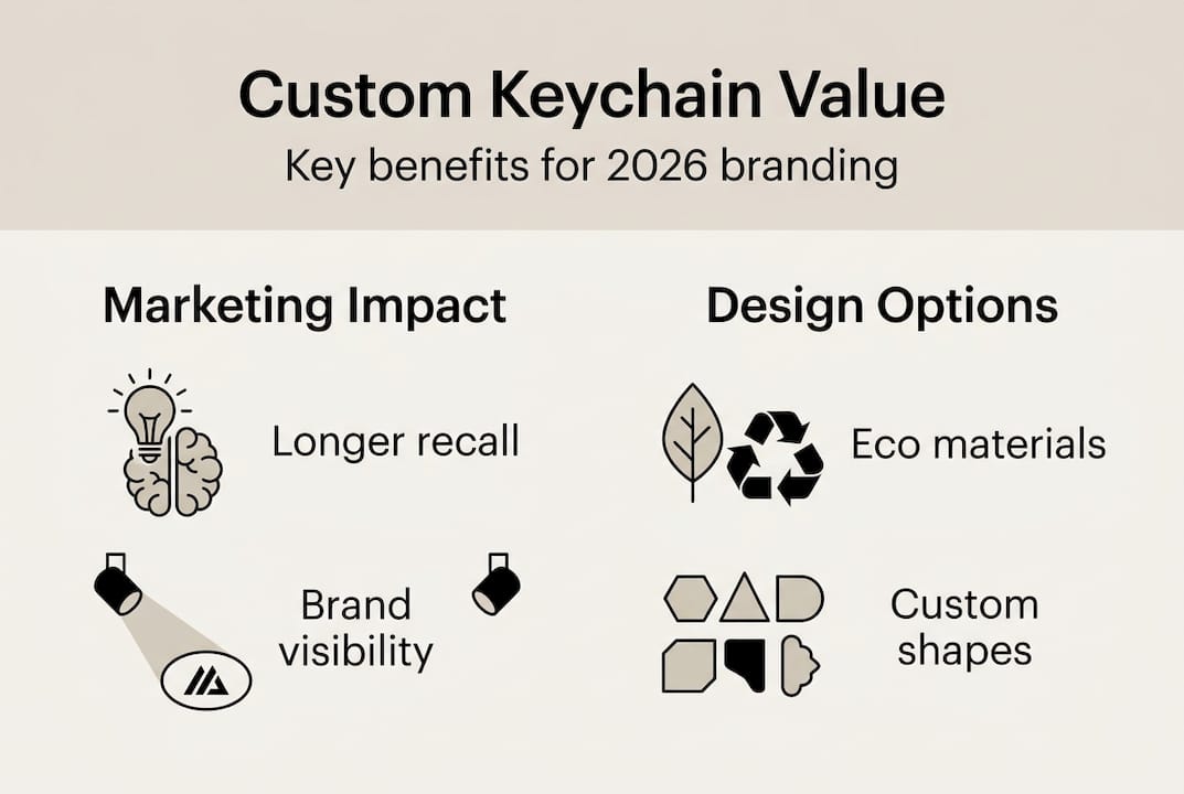 Infographic showing top benefits of custom keychains