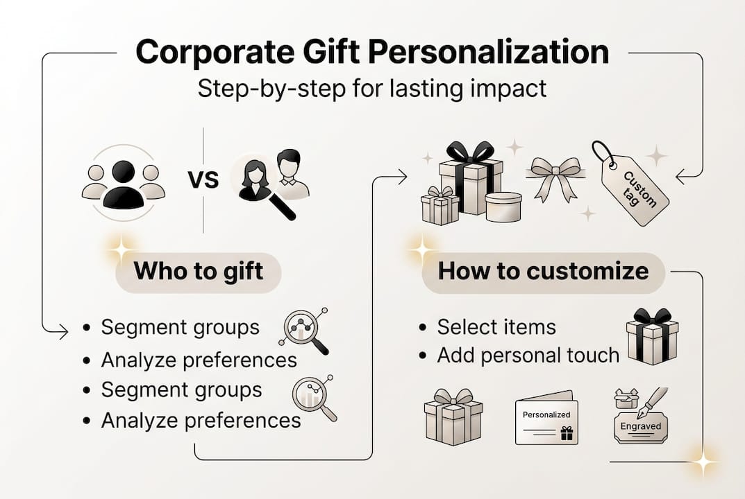 Infographic displaying corporate gift personalization steps