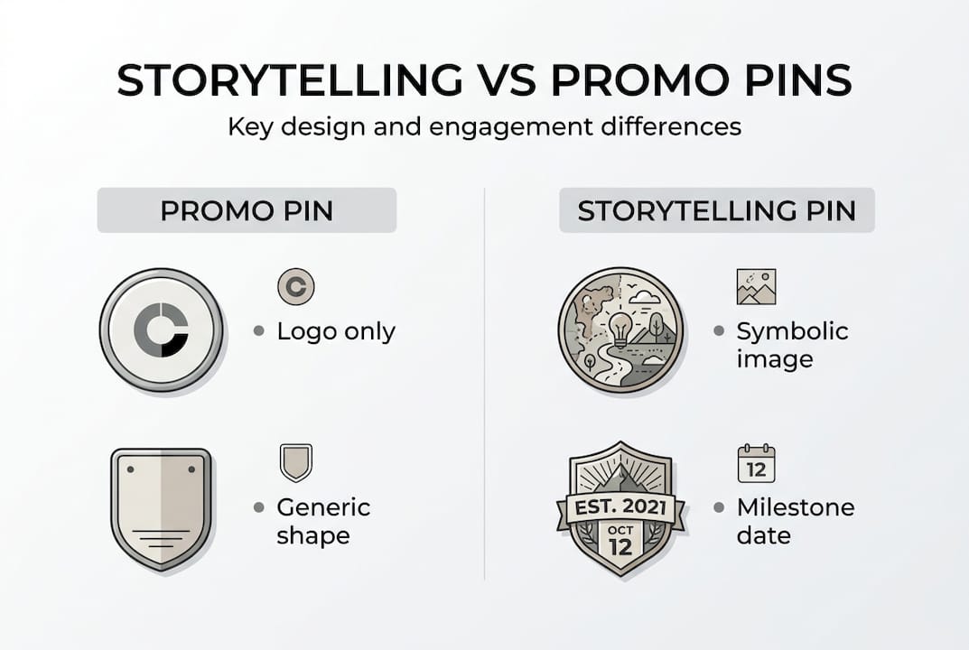 Infographic comparing storytelling and promo pins
