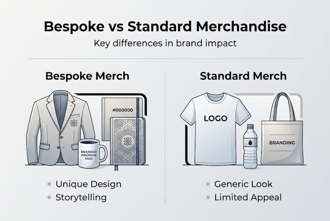 Infographic contrasting bespoke and standard merchandise