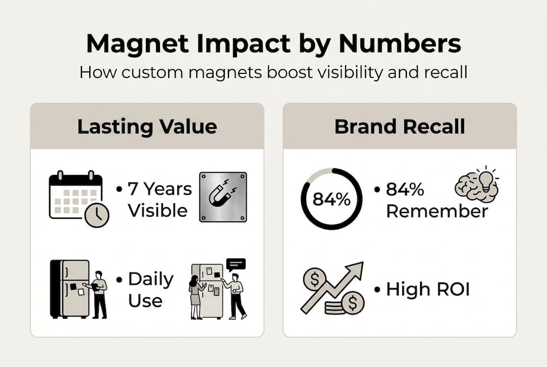 Infographic showing magnet longevity and brand recall