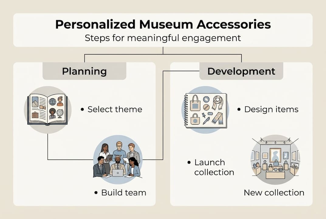 Infographic of museum accessory planning and development