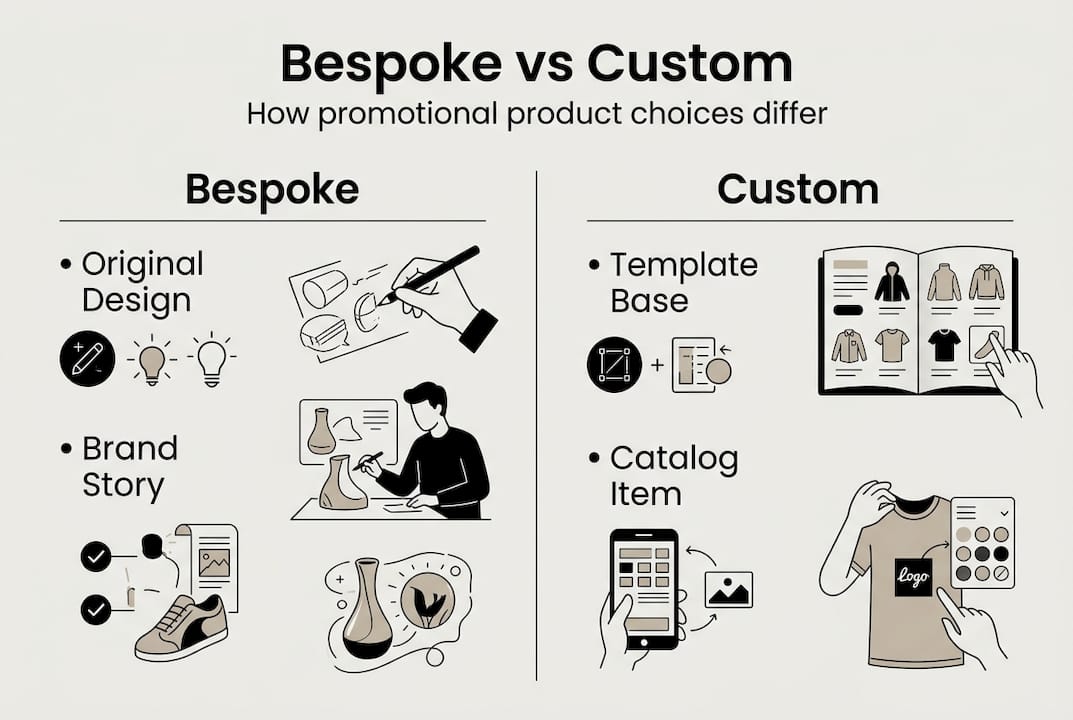 Infographic comparing bespoke and custom products
