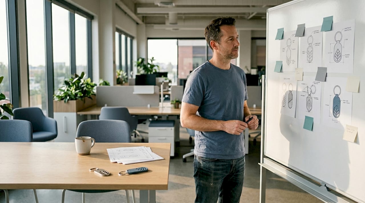 Designer reviewing design and production constraints