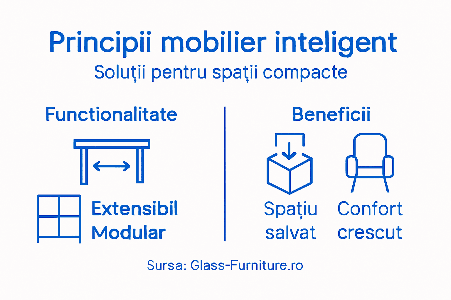 Infografic: cele mai importante principii ale mobilierului inteligent și avantajele pe care le aduce