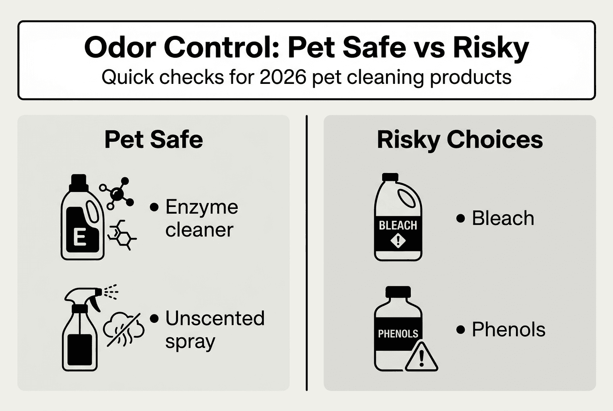 Infographic comparing safe and risky odor control