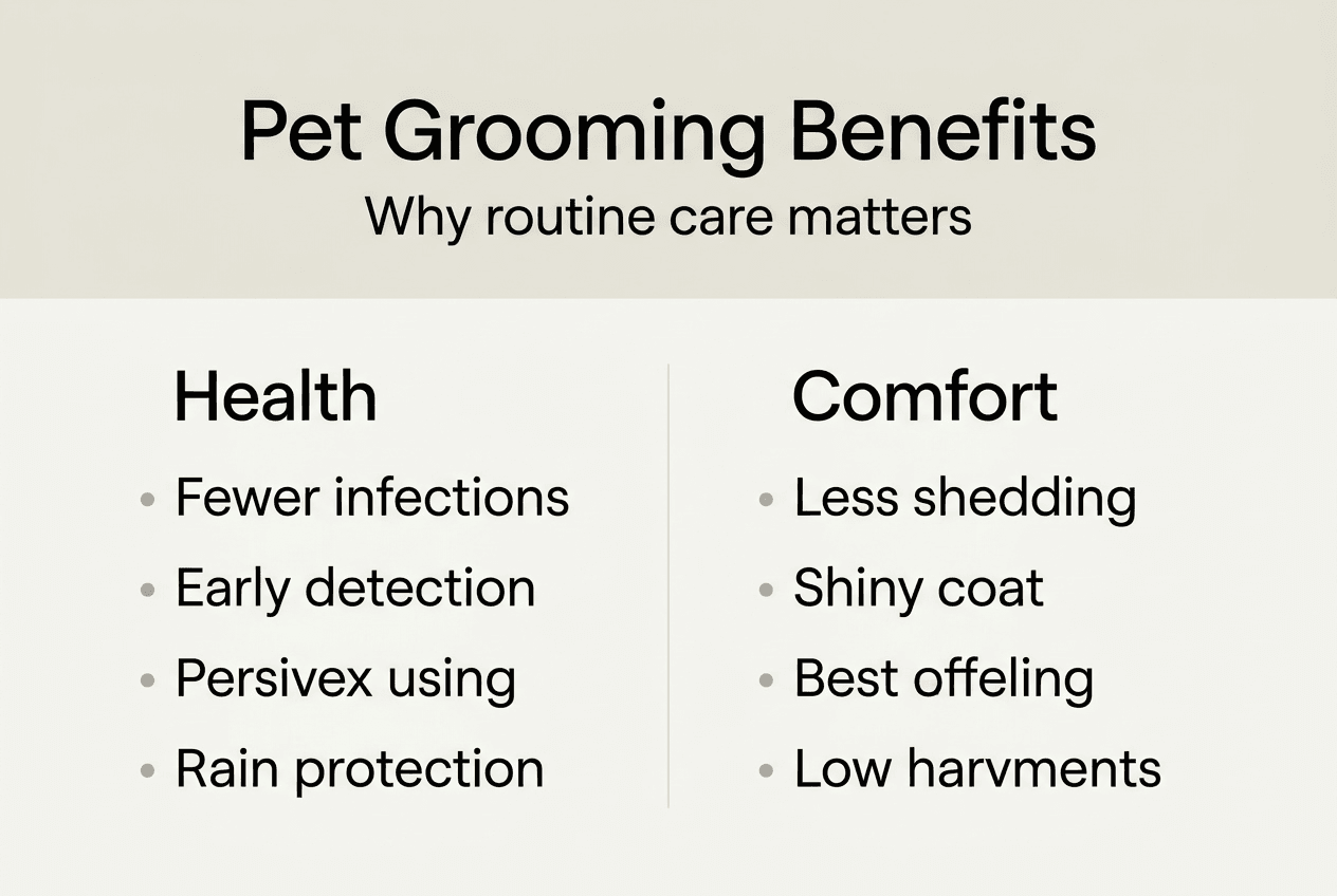 Infographic explaining regular pet grooming benefits