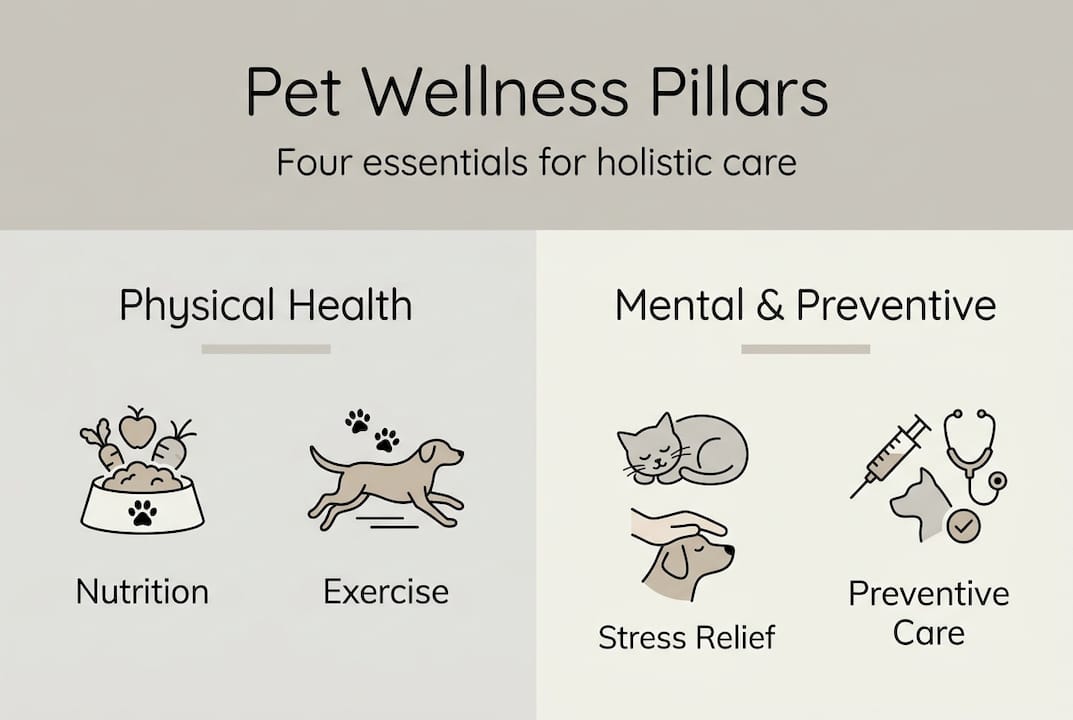 Infographic showing four pillars of pet wellness