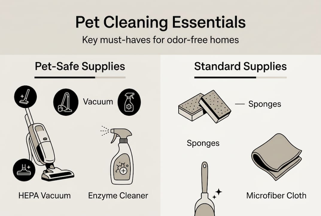 Infographic shows pet-safe and standard cleaning supplies
