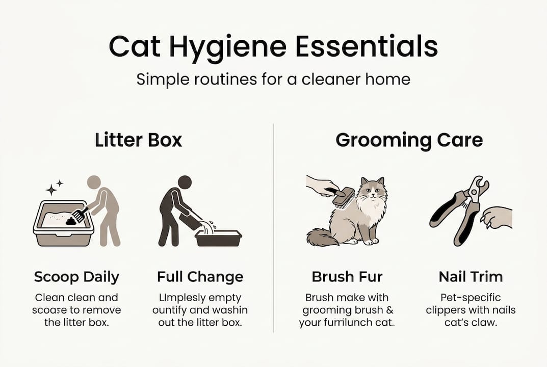 Infographic shows key cat hygiene essentials
