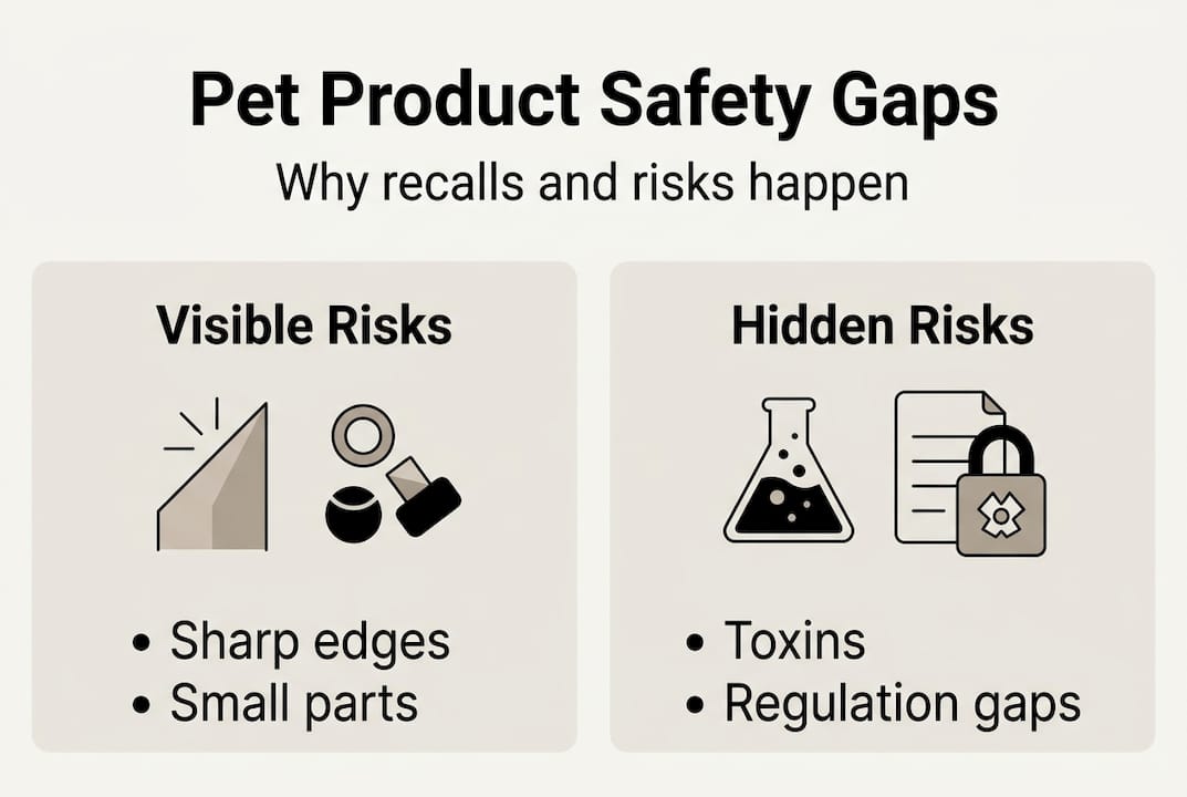 Infographic showing visible and hidden pet product risks
