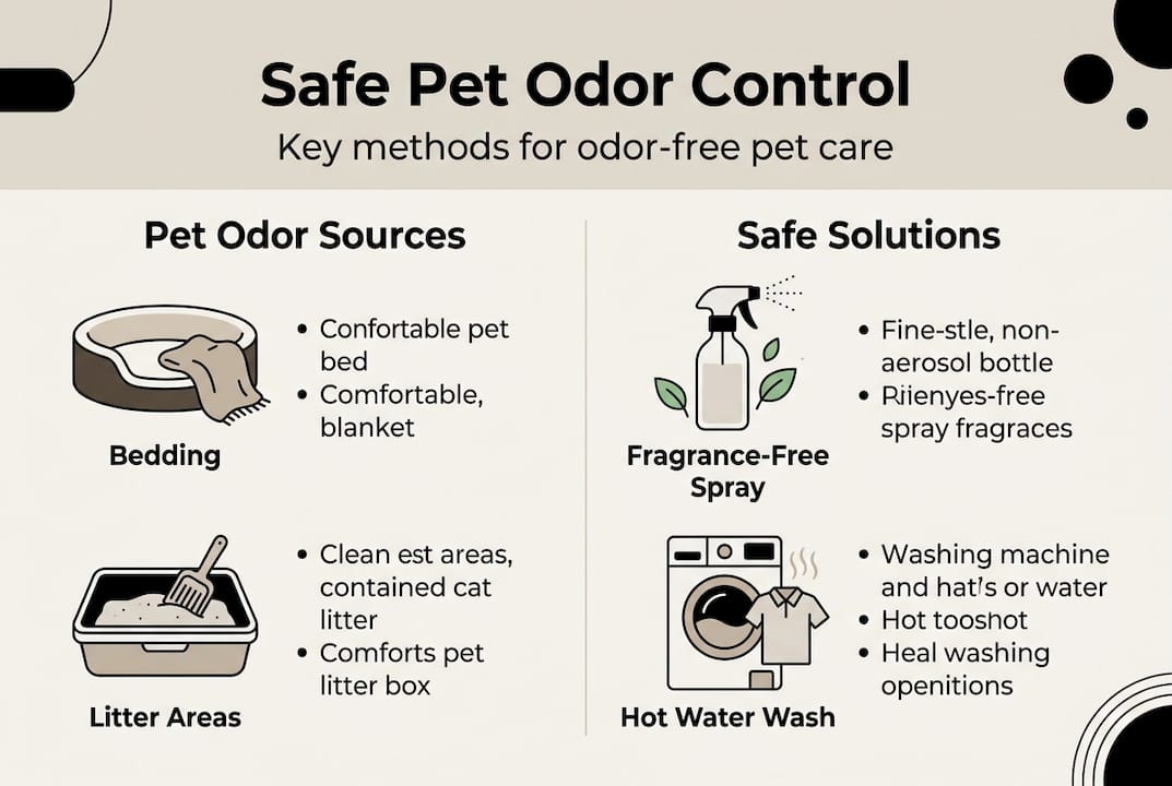Infographic showing safe pet odor control steps