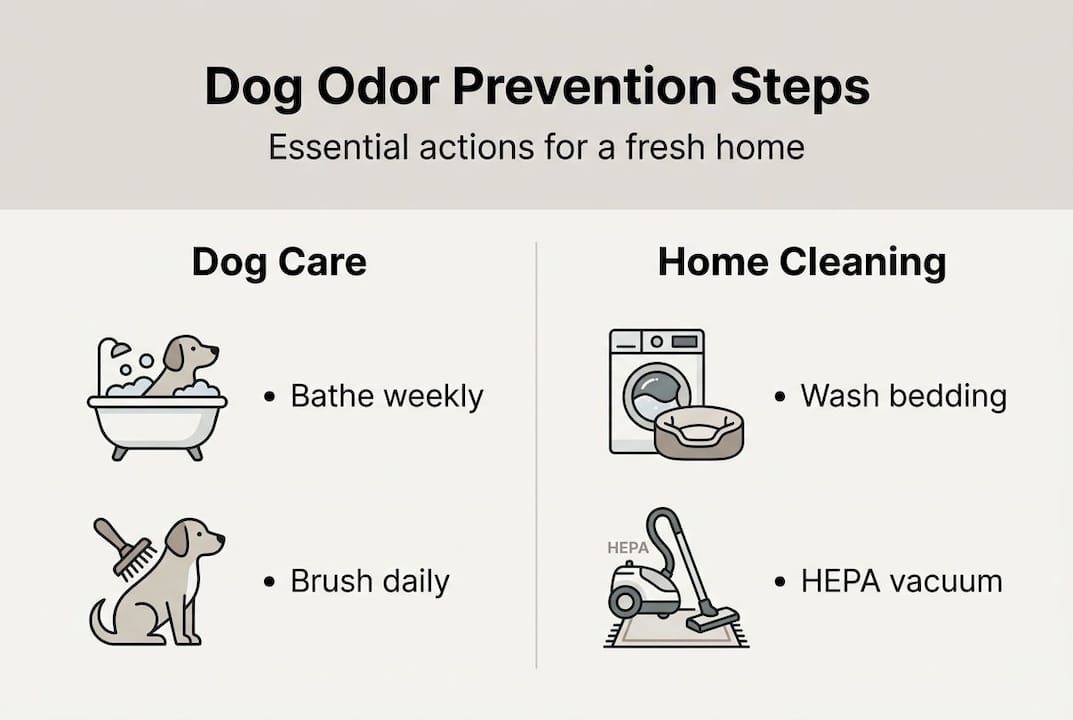 Infographic with key dog odor prevention steps