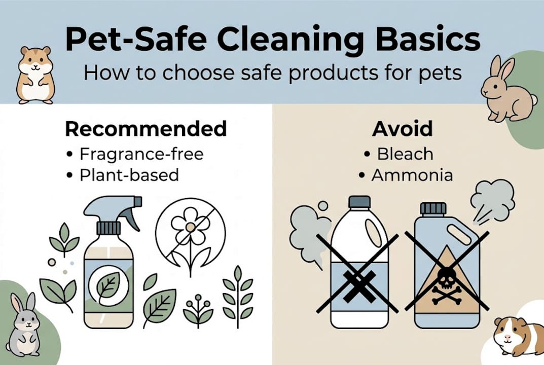 Infographic of pet-safe versus unsafe cleaning products