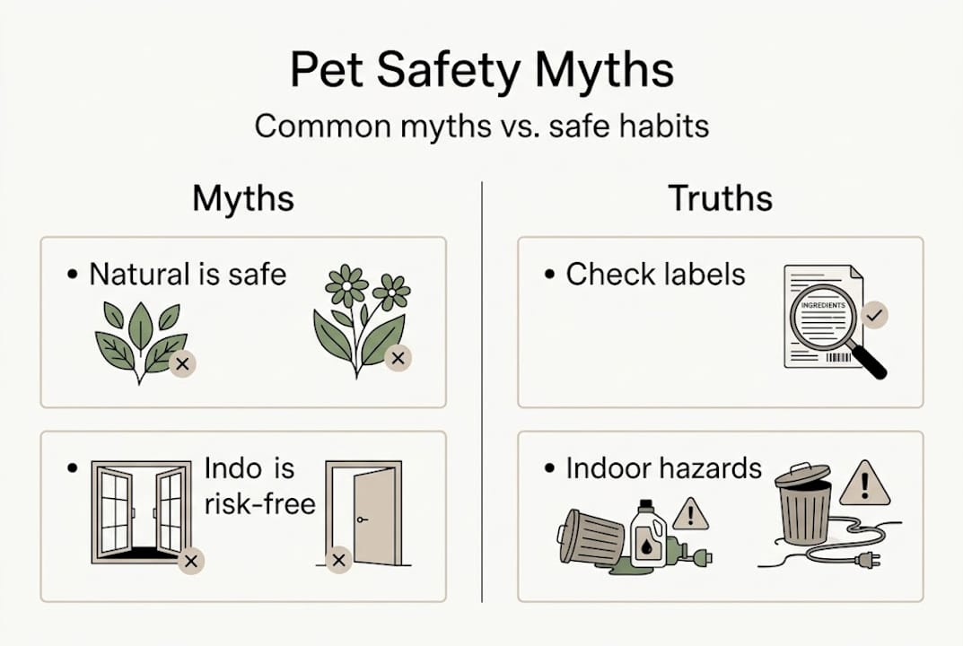 Infographic showing common pet safety myths and truths