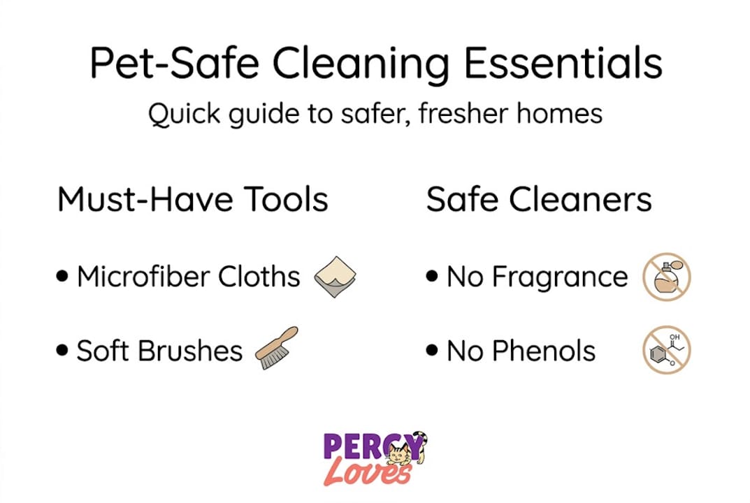 Infographic of pet-safe cleaning basics and tools