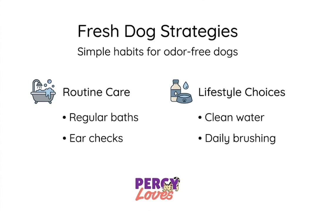 Infographic showing dog odor prevention strategies