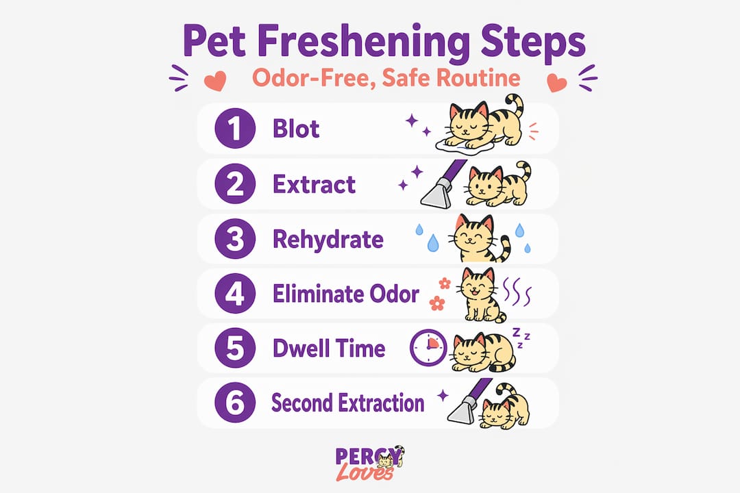 Pet cleaning workflow step-by-step infographic