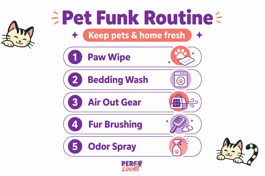 Infographic outlining pet funk care steps