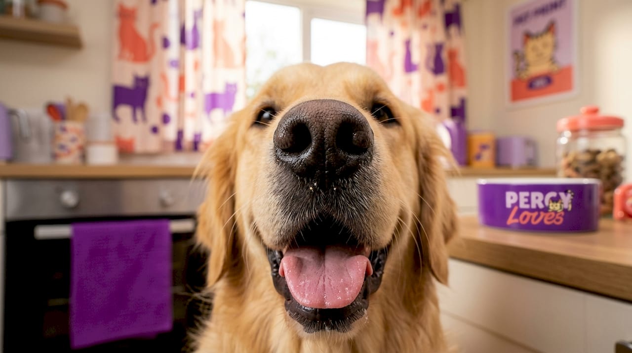 Close-up of golden retriever nose and mouth outdoors