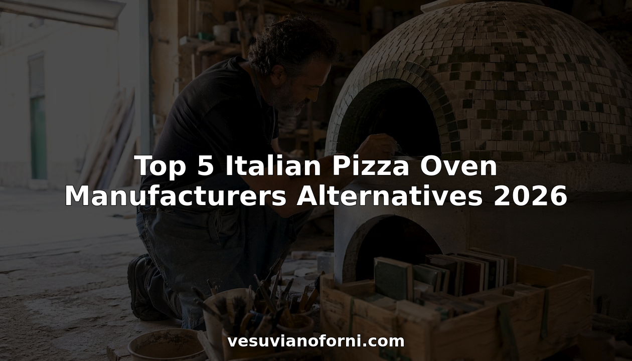 Italian artisan working on a pizza oven in workshop