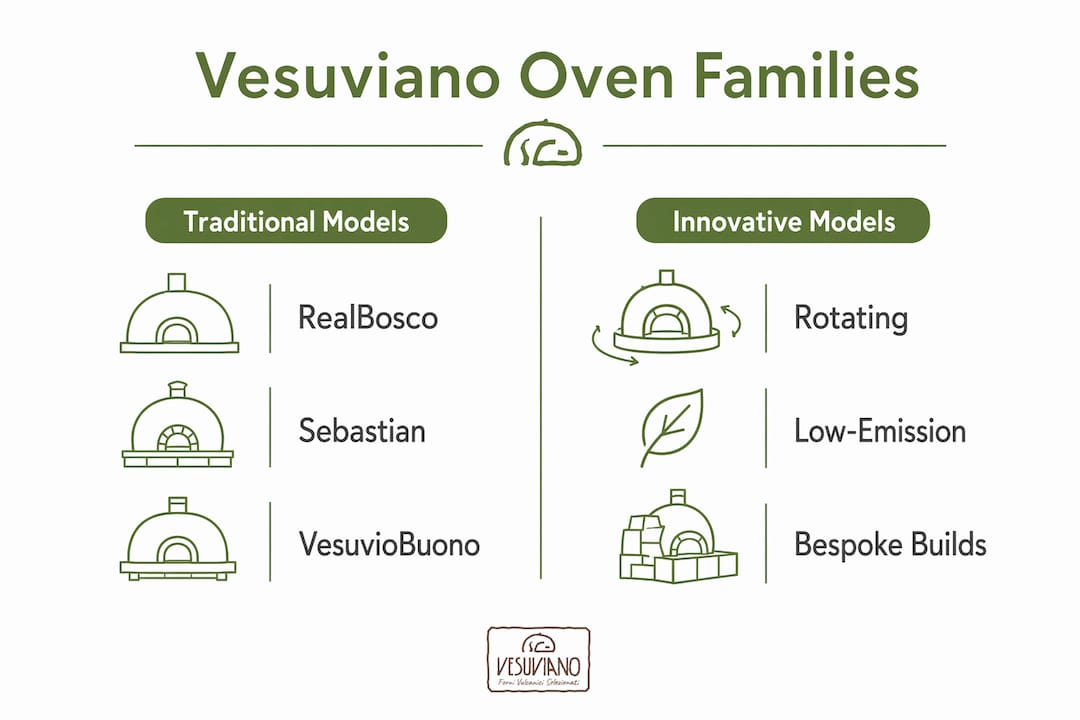 Infographic comparing Vesuviano oven families