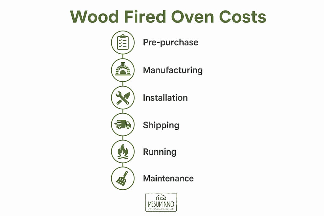 Infographic outlining wood fired oven cost stages