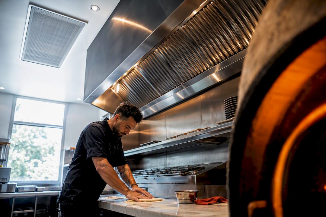 Campana de cocina de pizza y difusor de aire de reposición