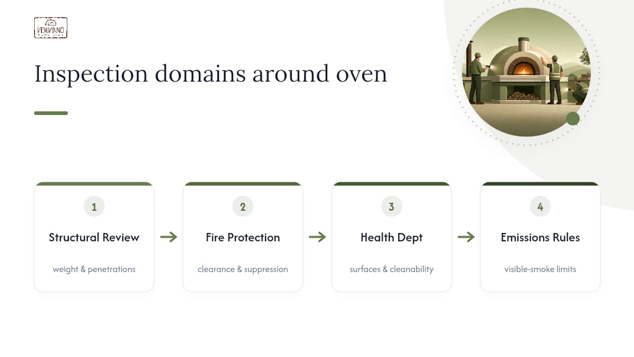 Four approval areas for pizza oven installation