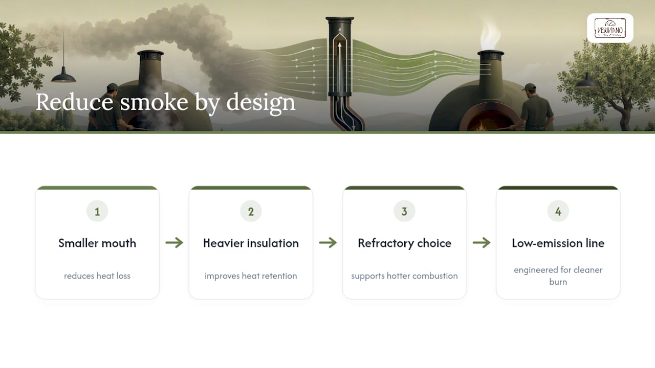 Four oven design factors reducing visible smoke
