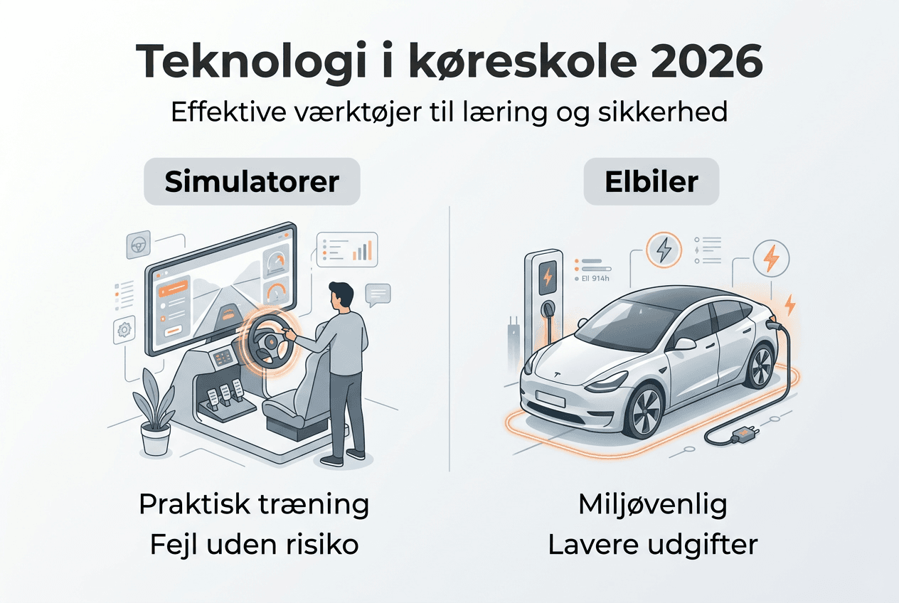 Grafisk oversigt: Sådan bruger danske køreskoler ny teknologi og elbiler i undervisningen