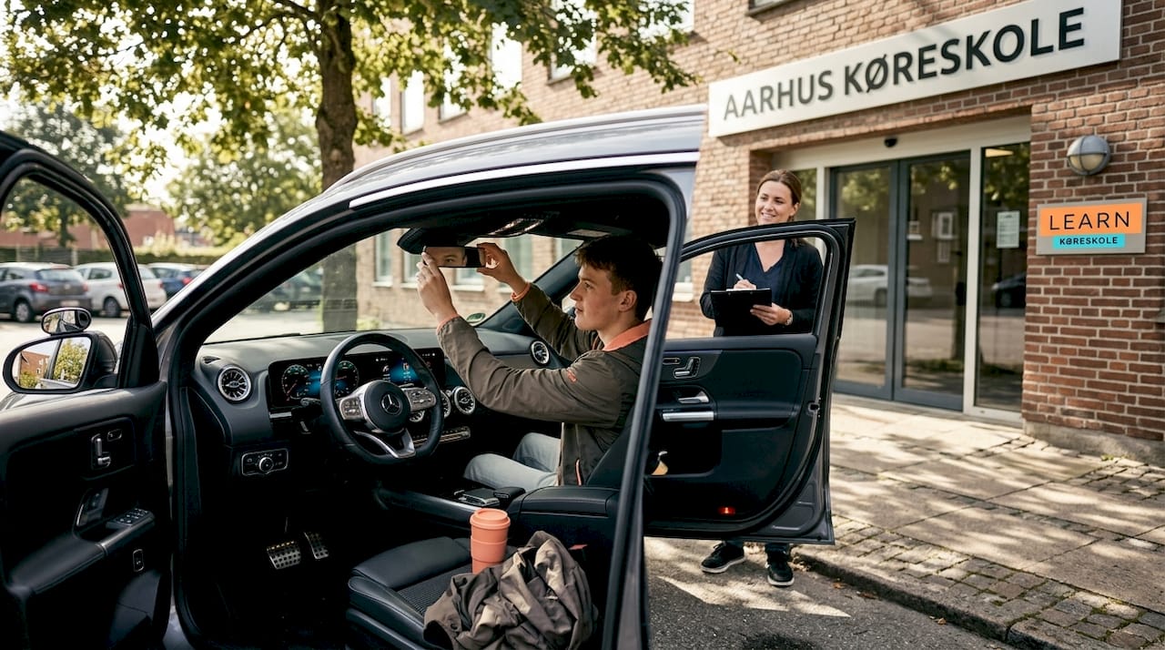 Elev kører elbil hos køreskole i Aarhus