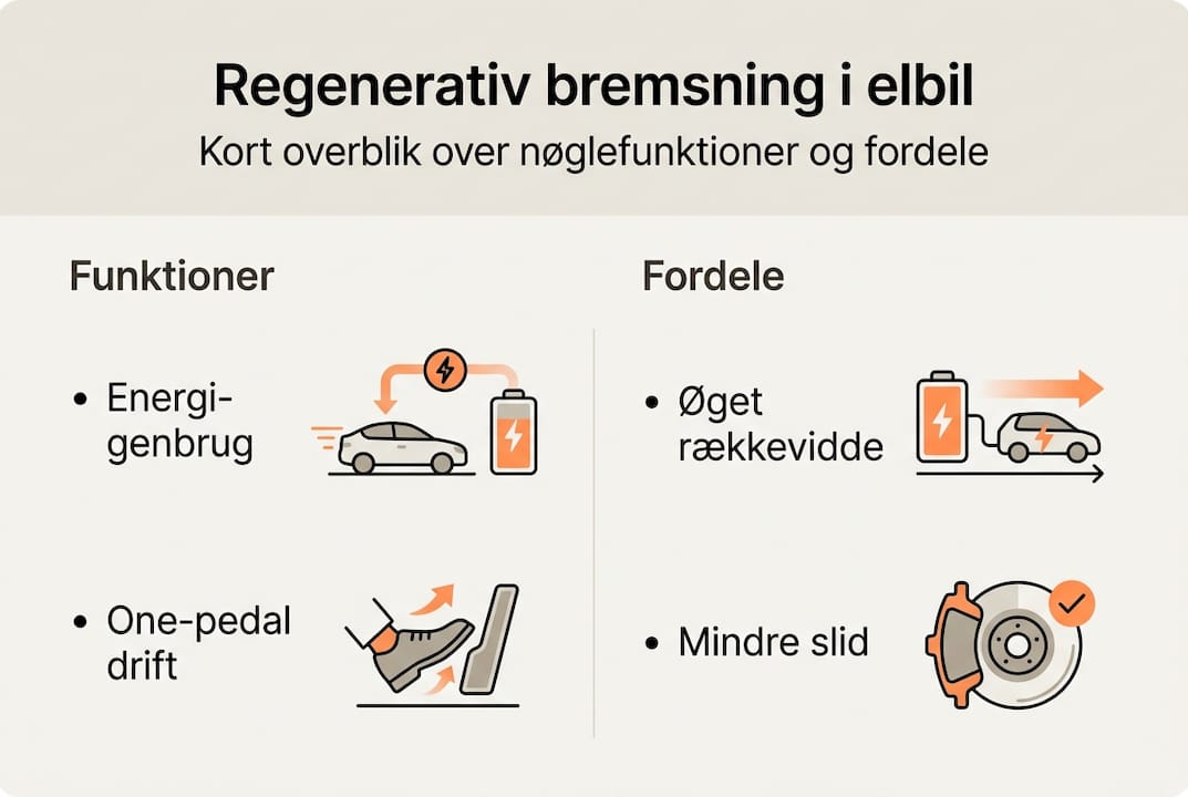 Grafisk oversigt med de vigtigste pointer om regenerativ bremsning