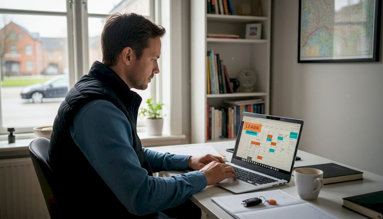 Kørelæreren tilrettelægger undervisningen online hjemmefra