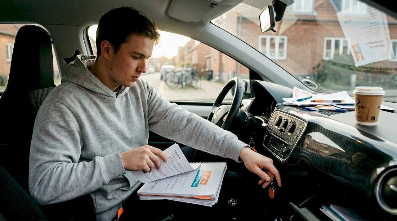 En ung studerende gør sig klar til at følge med i teoriundervisningen.