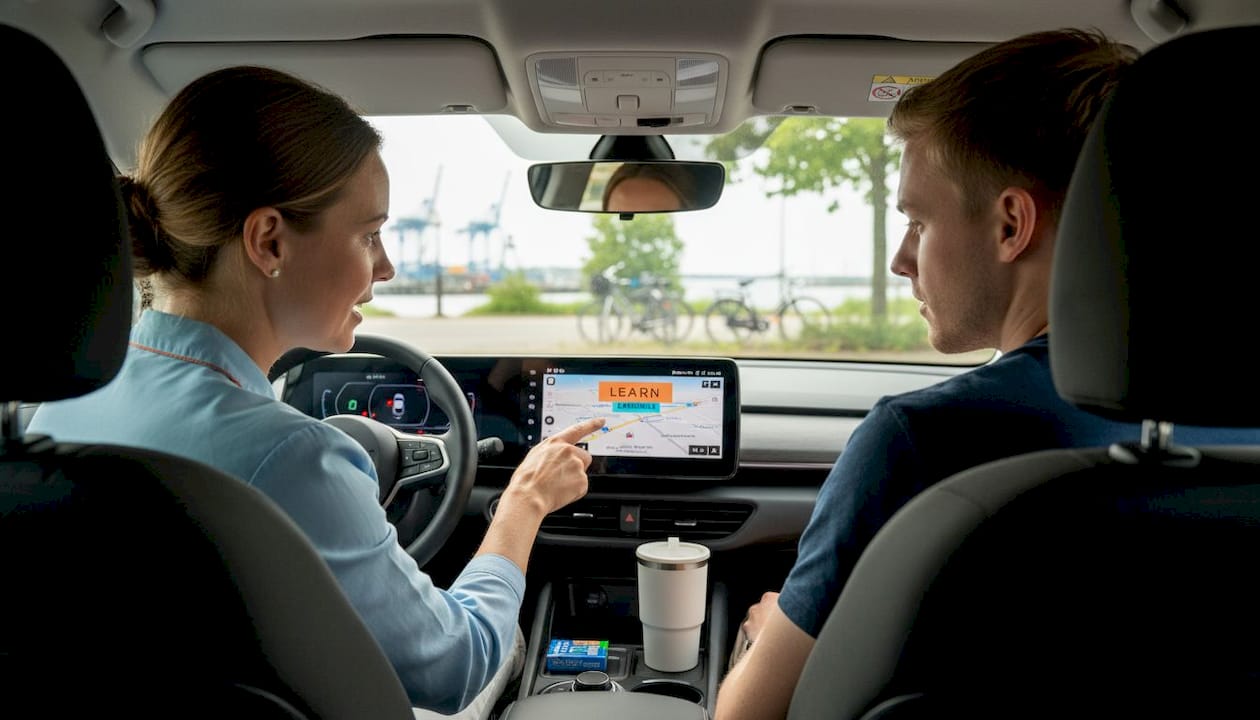 Tag din køretime i en moderne elbil med digitalt instrumentbræt