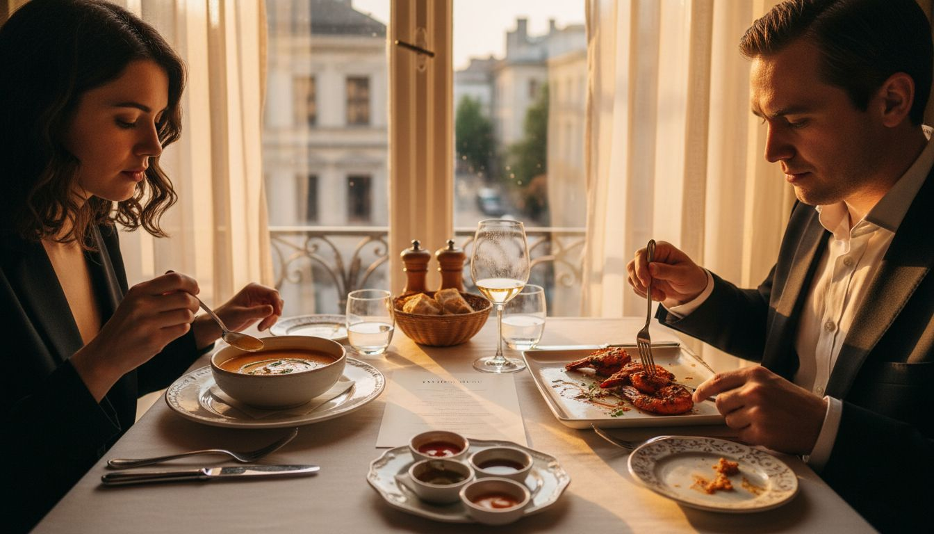 Diners sampling courses in Indian tasting menu