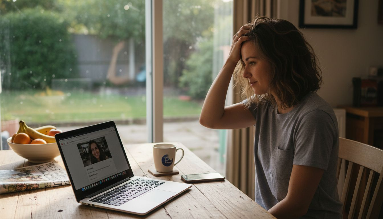 Man previews hairstyles on tablet in living room