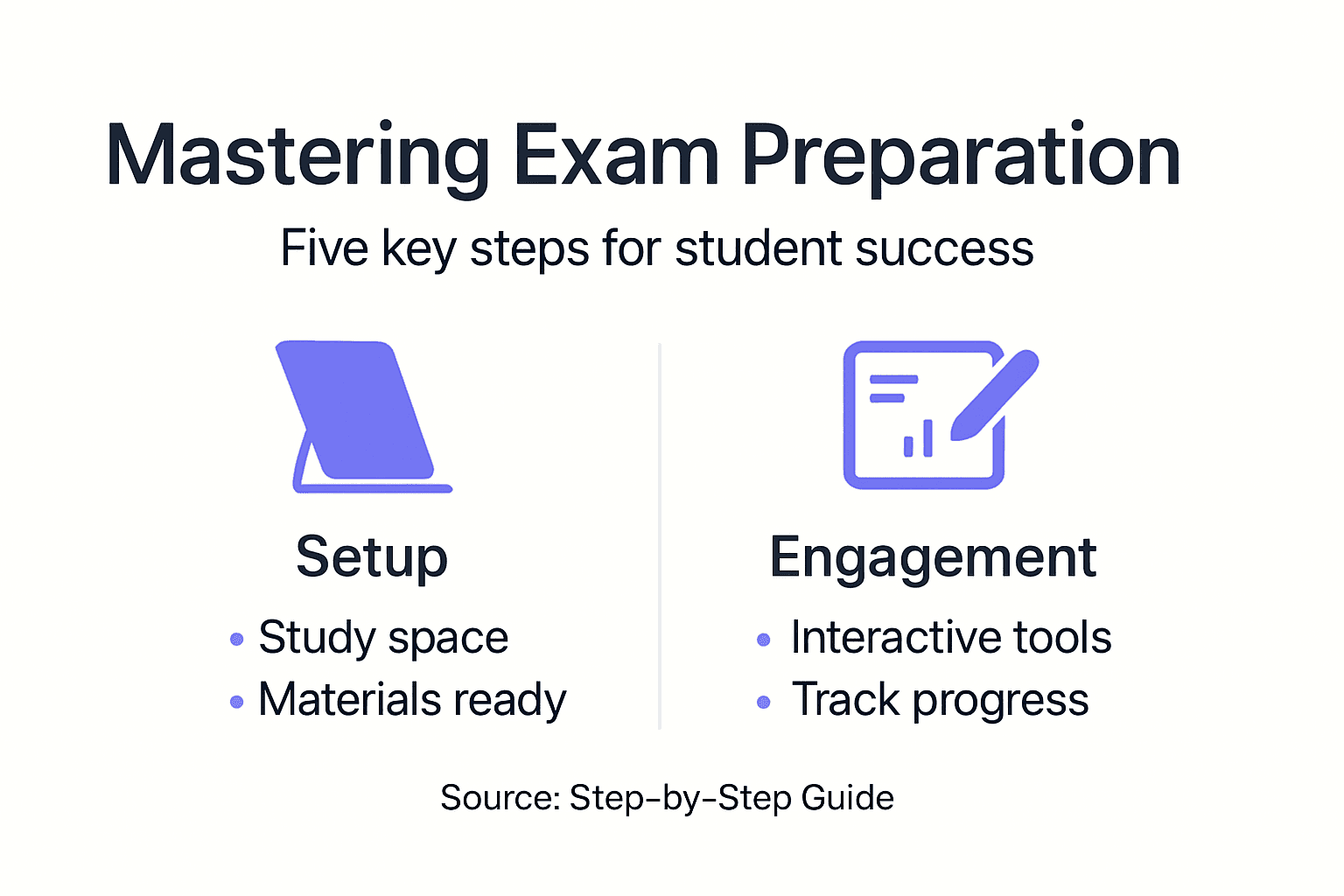 Infographic showing exam prep key steps