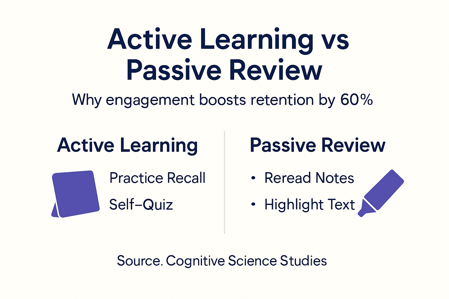 Infographic comparing active and passive study methods
