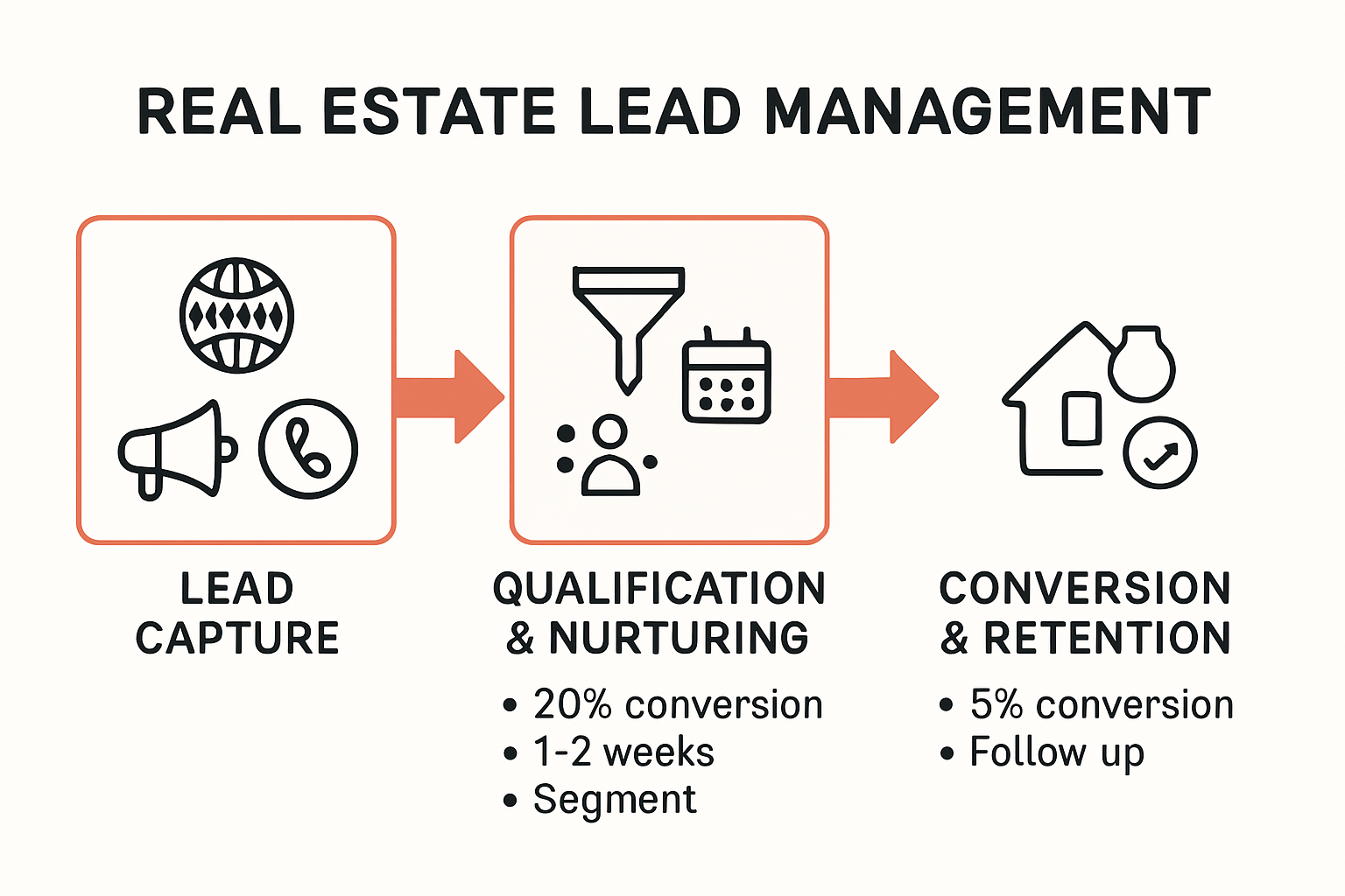 Lead management process steps infographic