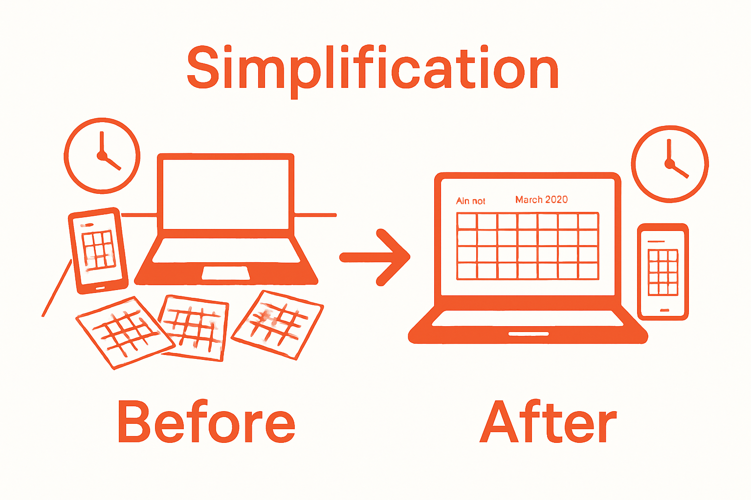 Before and after real estate scheduling systems — cluttered desk versus organized digital calendar