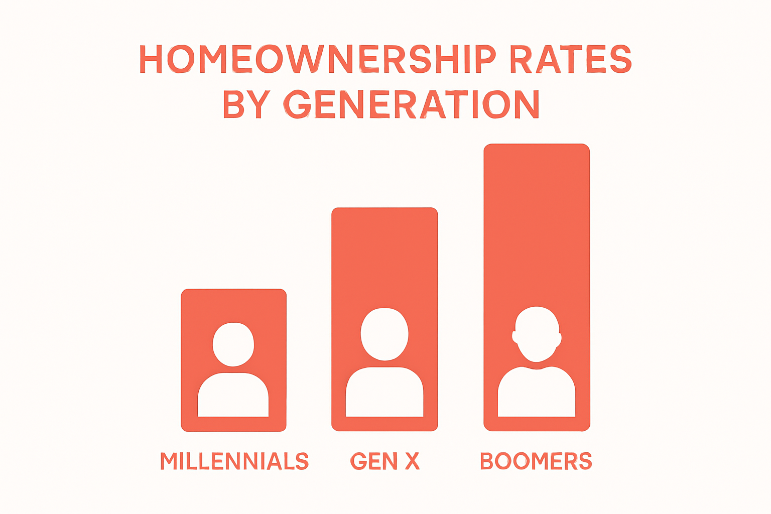 Comparison of millennial, Gen X, and boomer homeownership rates