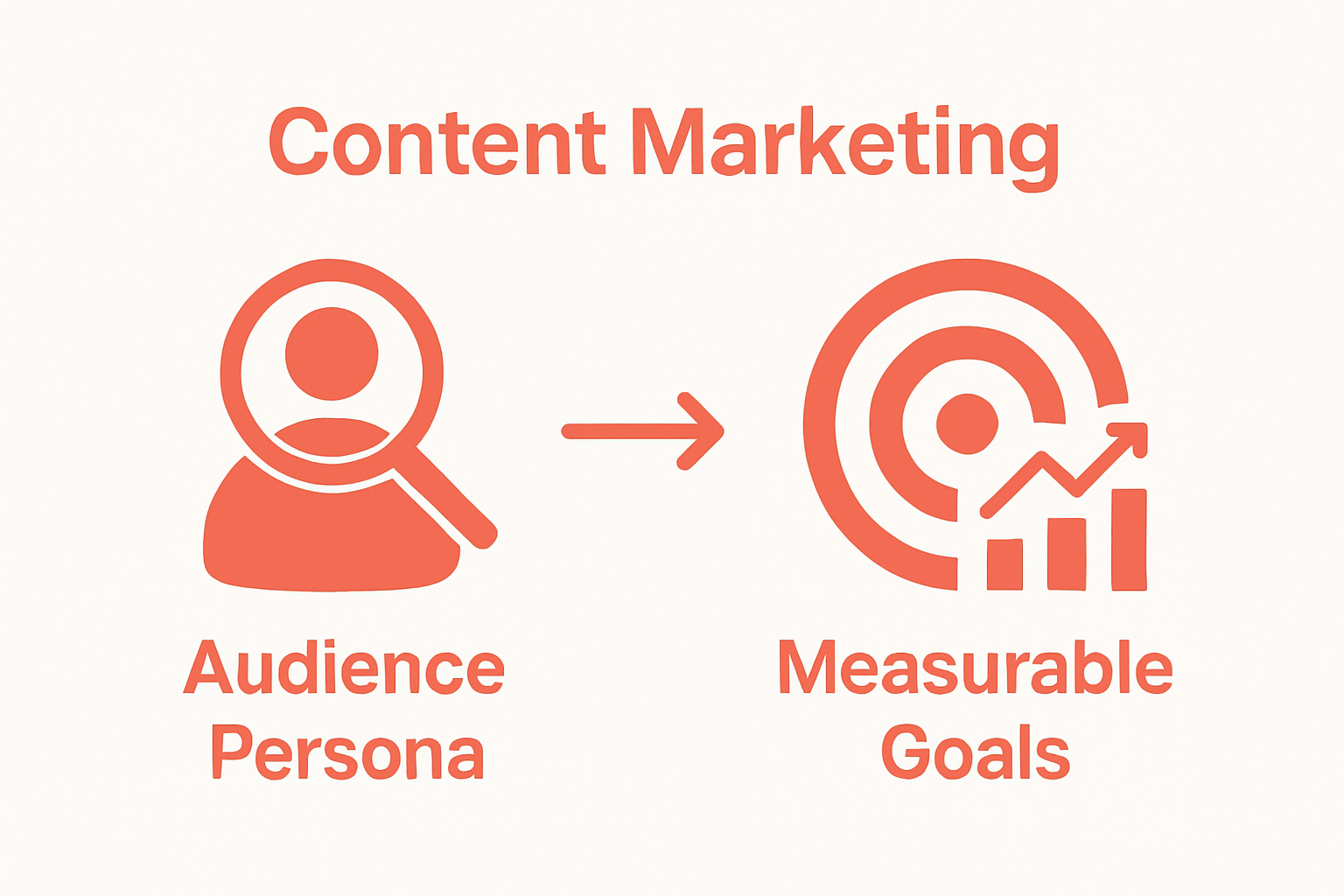 Infographic showing connection from audience persona to measurable marketing goals