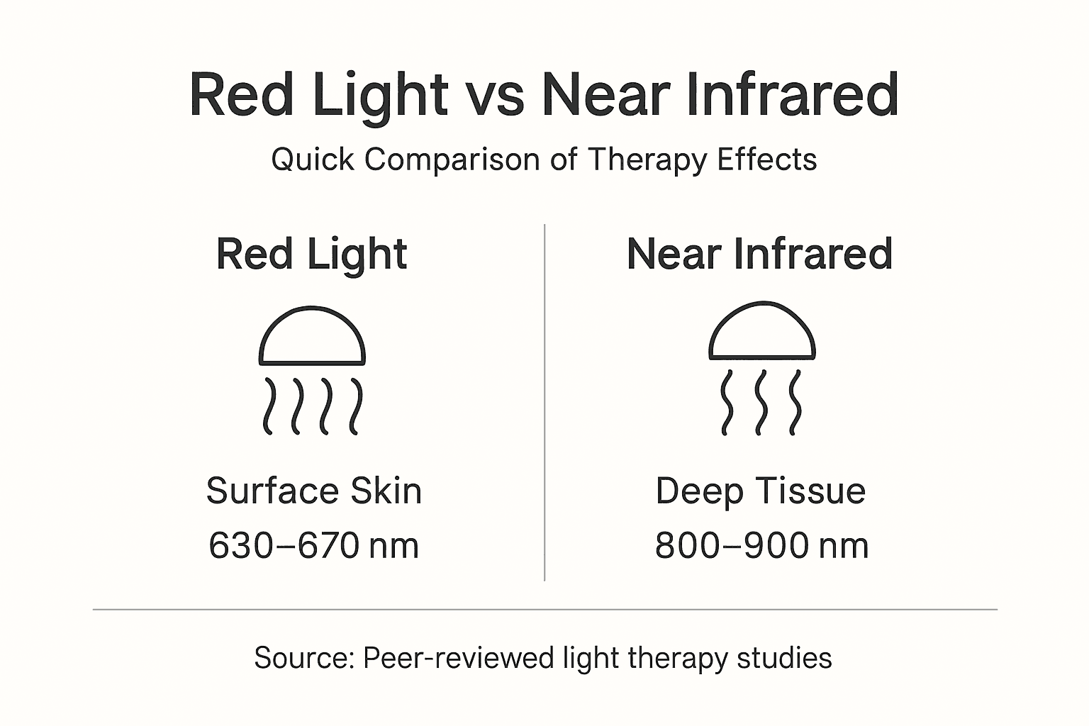 Infographic comparing red light and near-infrared benefits